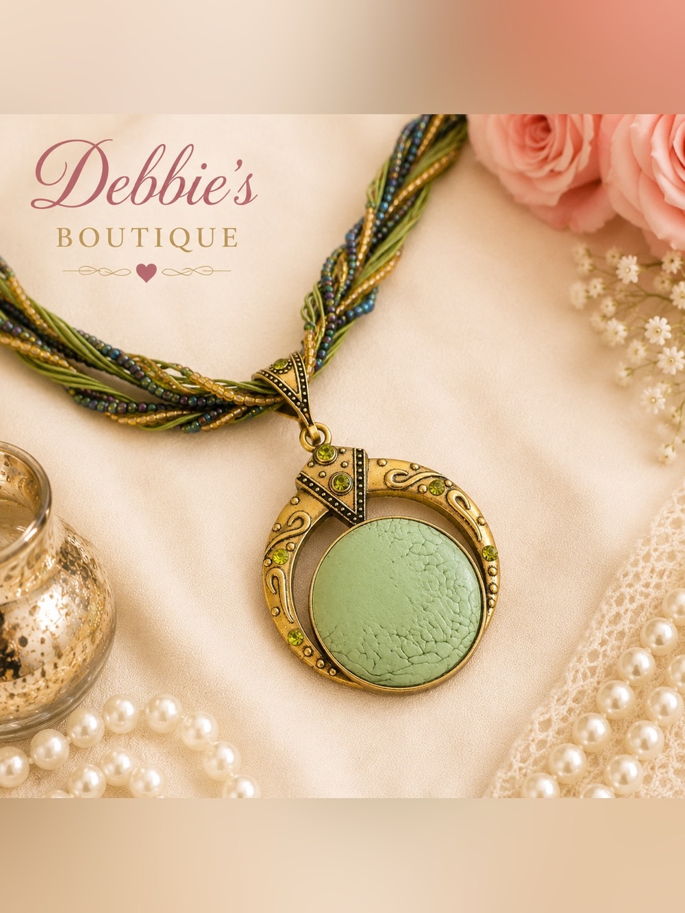 💚 Boho Boutique Statement Necklace – Brand New